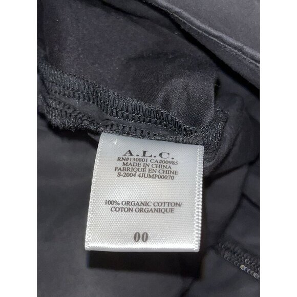 A.L.C. Black Athelia One Shoulder Wide Leg Jumpsuit 100% Cotton Women's Size 00 - Picture 11 of 11